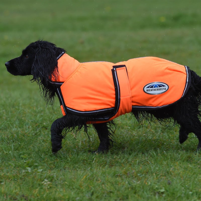 WeatherBeeta ComFiTec Reflective Parka 300D Deluxe Dog Coat, Orange, 26" - Image 2